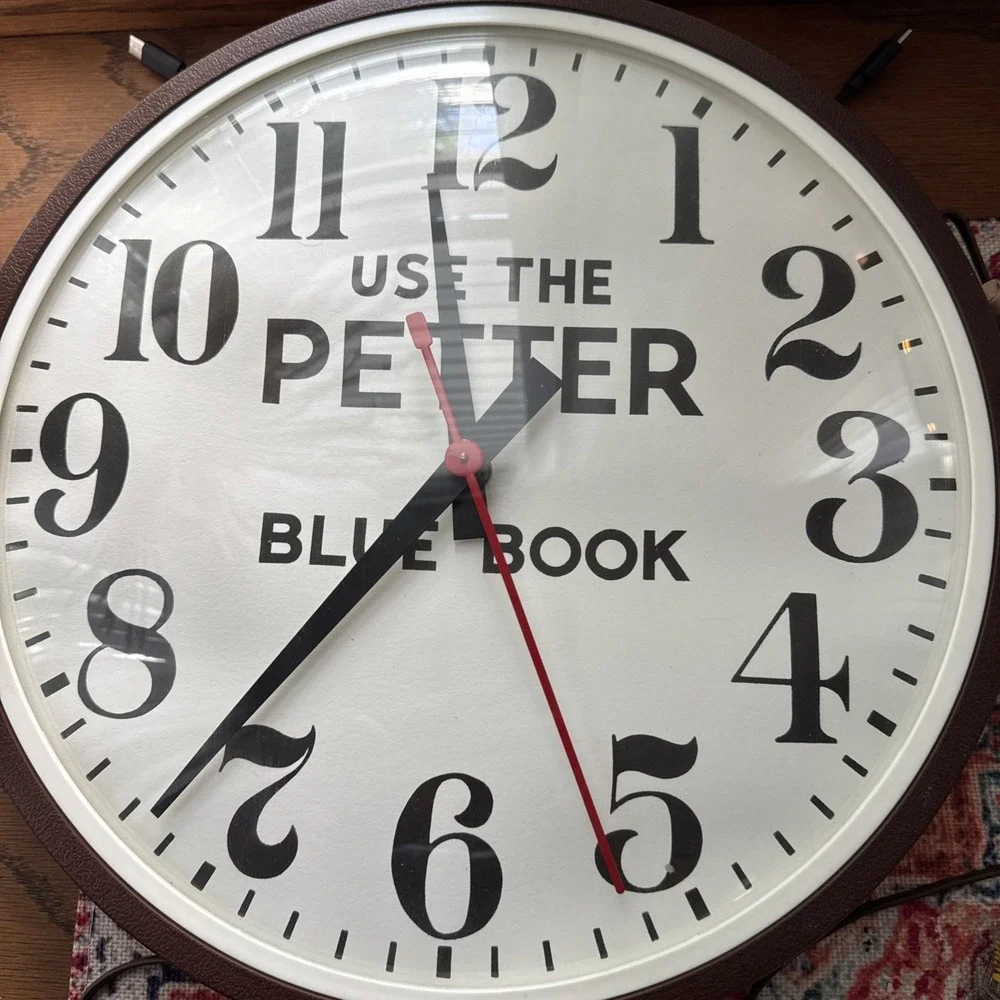 Vintage Petter Blue Book Wall Clock Automotive 12